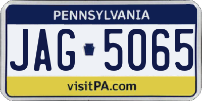 PA license plate JAG5065