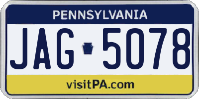 PA license plate JAG5078