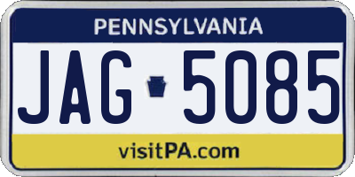 PA license plate JAG5085