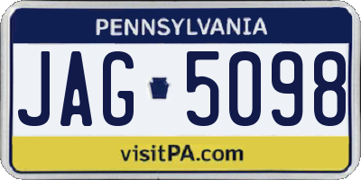 PA license plate JAG5098