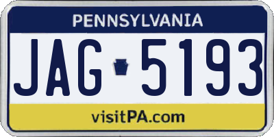 PA license plate JAG5193