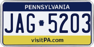 PA license plate JAG5203
