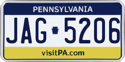 PA license plate JAG5206