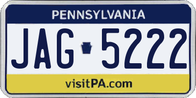 PA license plate JAG5222