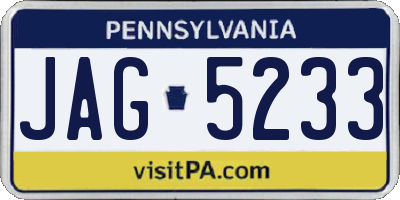 PA license plate JAG5233