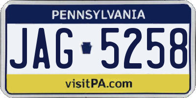 PA license plate JAG5258