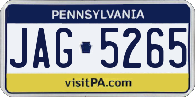 PA license plate JAG5265