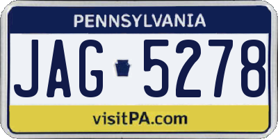 PA license plate JAG5278