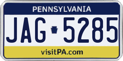 PA license plate JAG5285