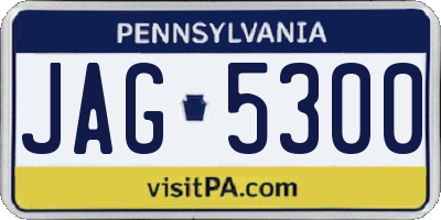 PA license plate JAG5300