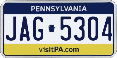 PA license plate JAG5304