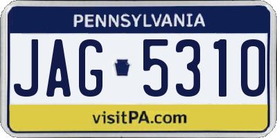 PA license plate JAG5310