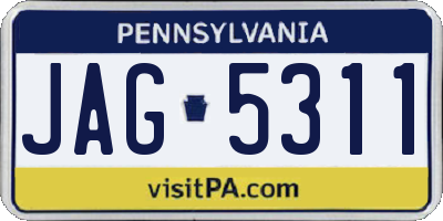 PA license plate JAG5311