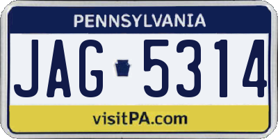 PA license plate JAG5314