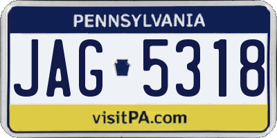 PA license plate JAG5318