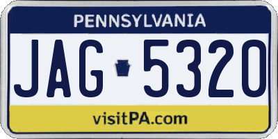 PA license plate JAG5320