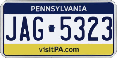 PA license plate JAG5323