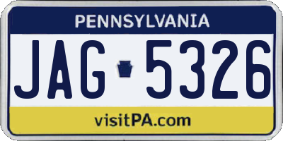 PA license plate JAG5326