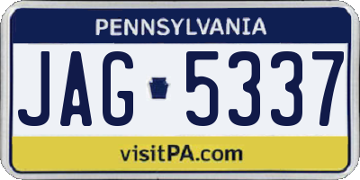 PA license plate JAG5337