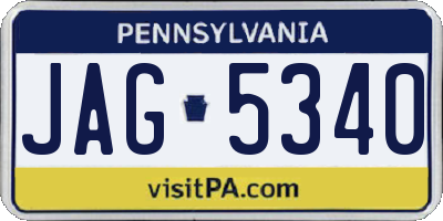 PA license plate JAG5340