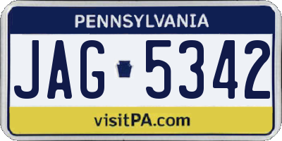 PA license plate JAG5342