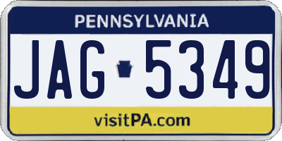 PA license plate JAG5349