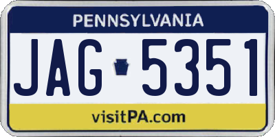 PA license plate JAG5351