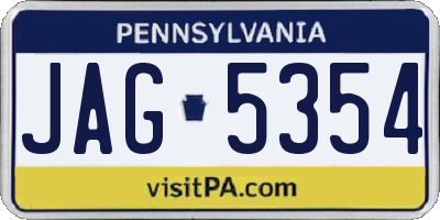 PA license plate JAG5354
