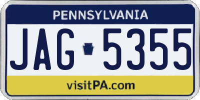 PA license plate JAG5355