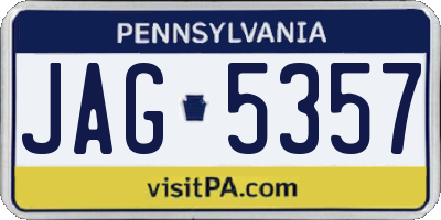 PA license plate JAG5357