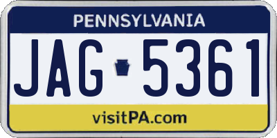 PA license plate JAG5361
