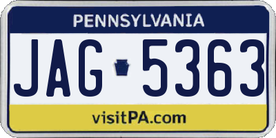 PA license plate JAG5363