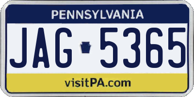 PA license plate JAG5365