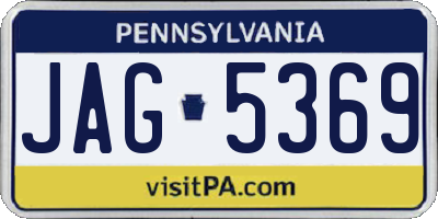 PA license plate JAG5369