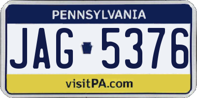 PA license plate JAG5376
