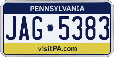 PA license plate JAG5383