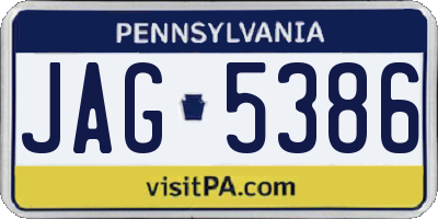 PA license plate JAG5386
