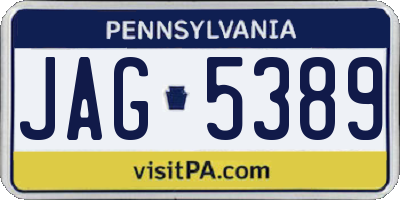PA license plate JAG5389
