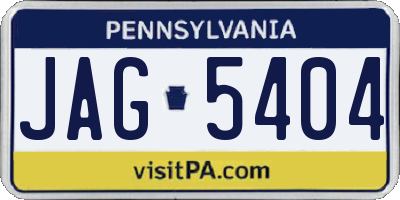PA license plate JAG5404