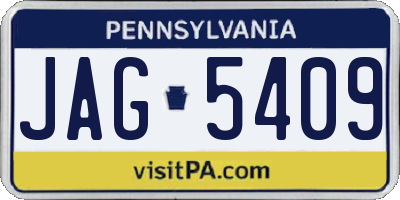 PA license plate JAG5409