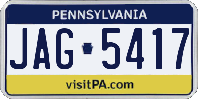PA license plate JAG5417