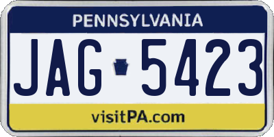 PA license plate JAG5423
