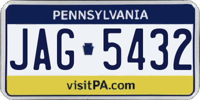 PA license plate JAG5432