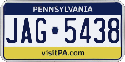 PA license plate JAG5438