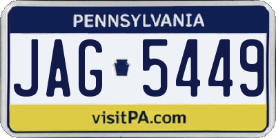 PA license plate JAG5449