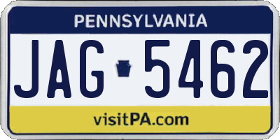 PA license plate JAG5462
