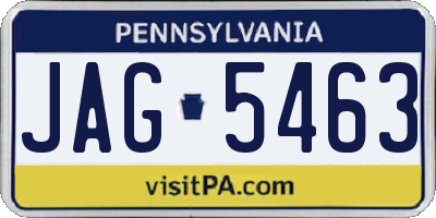 PA license plate JAG5463