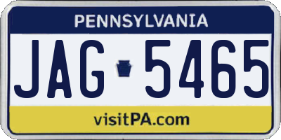 PA license plate JAG5465