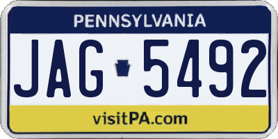 PA license plate JAG5492