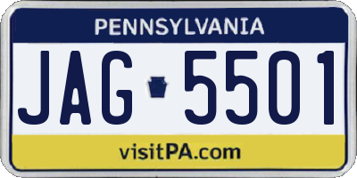 PA license plate JAG5501